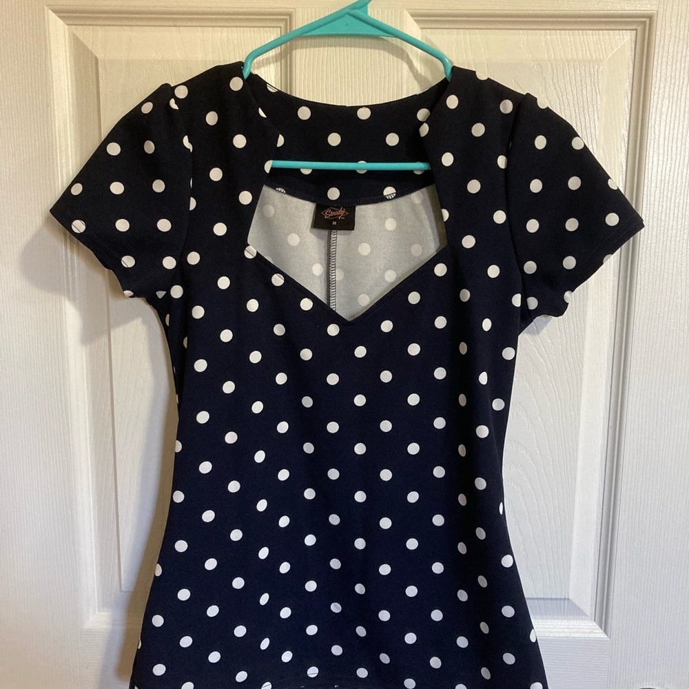 Steady clothing Navy Polka Dot Top